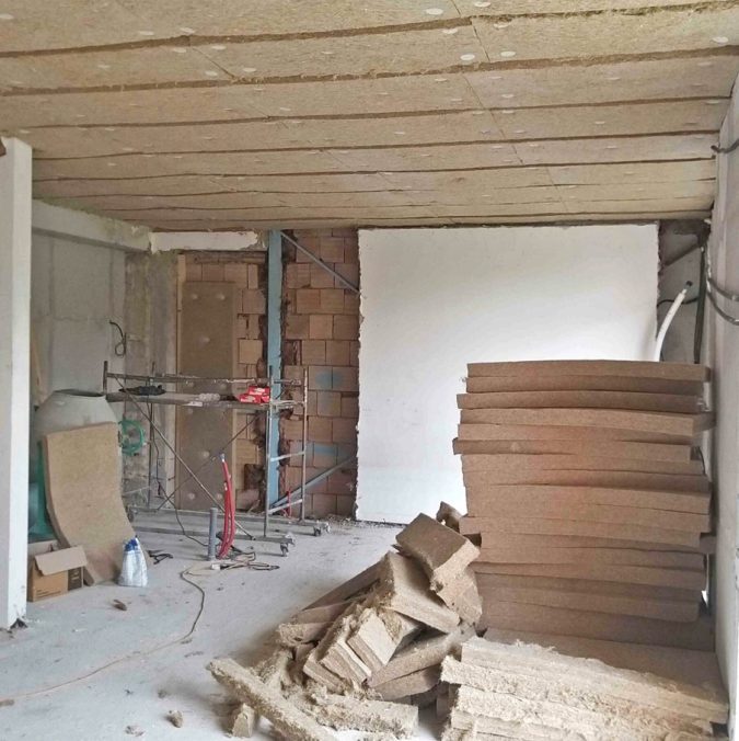 Isolamento controsoffitto con pannelli Calcecanapa
